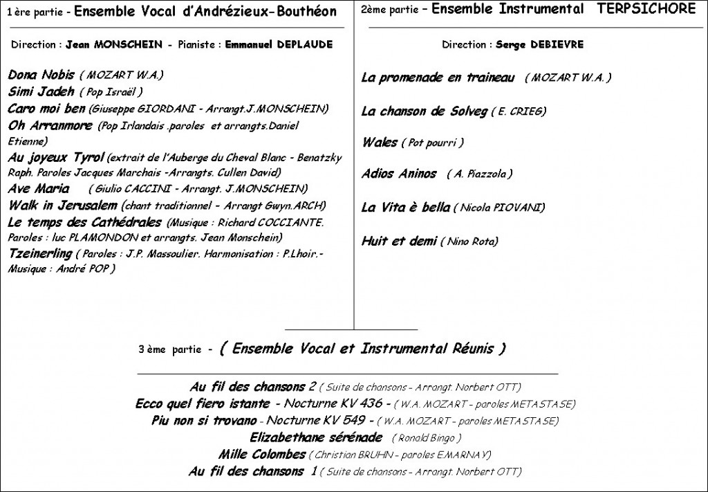 Programme Concert 2015-01-18